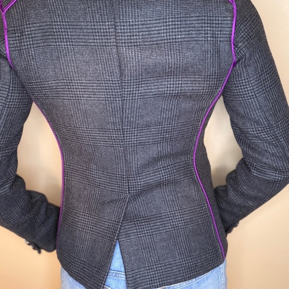 Juicy Couture Preppy Tailored Gray and Purple Blazer Y2K - Picture 3 of 6